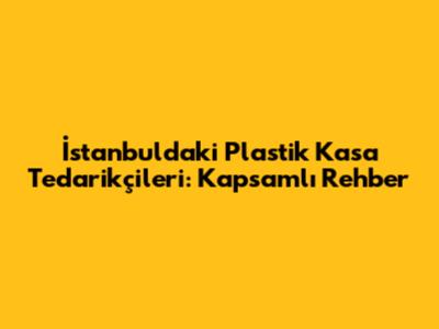 İstanbul'daki Plastik Kasa Tedarikçileri: Kapsamlı Rehber