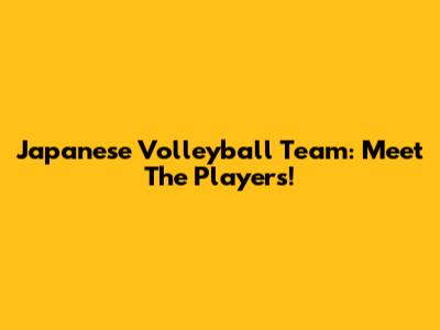 Japanese Volleyball Team: Meet The Players!