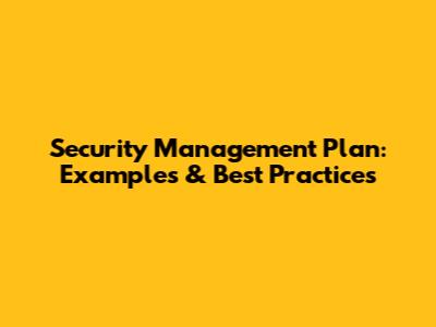 Security Management Plan: Examples & Best Practices
