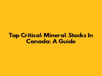 Top Critical Mineral Stocks In Canada: A Guide